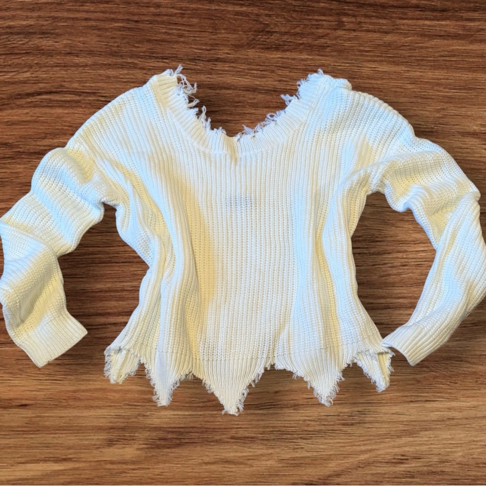 NWOT White Knit Sweater - Picture 2 of 8